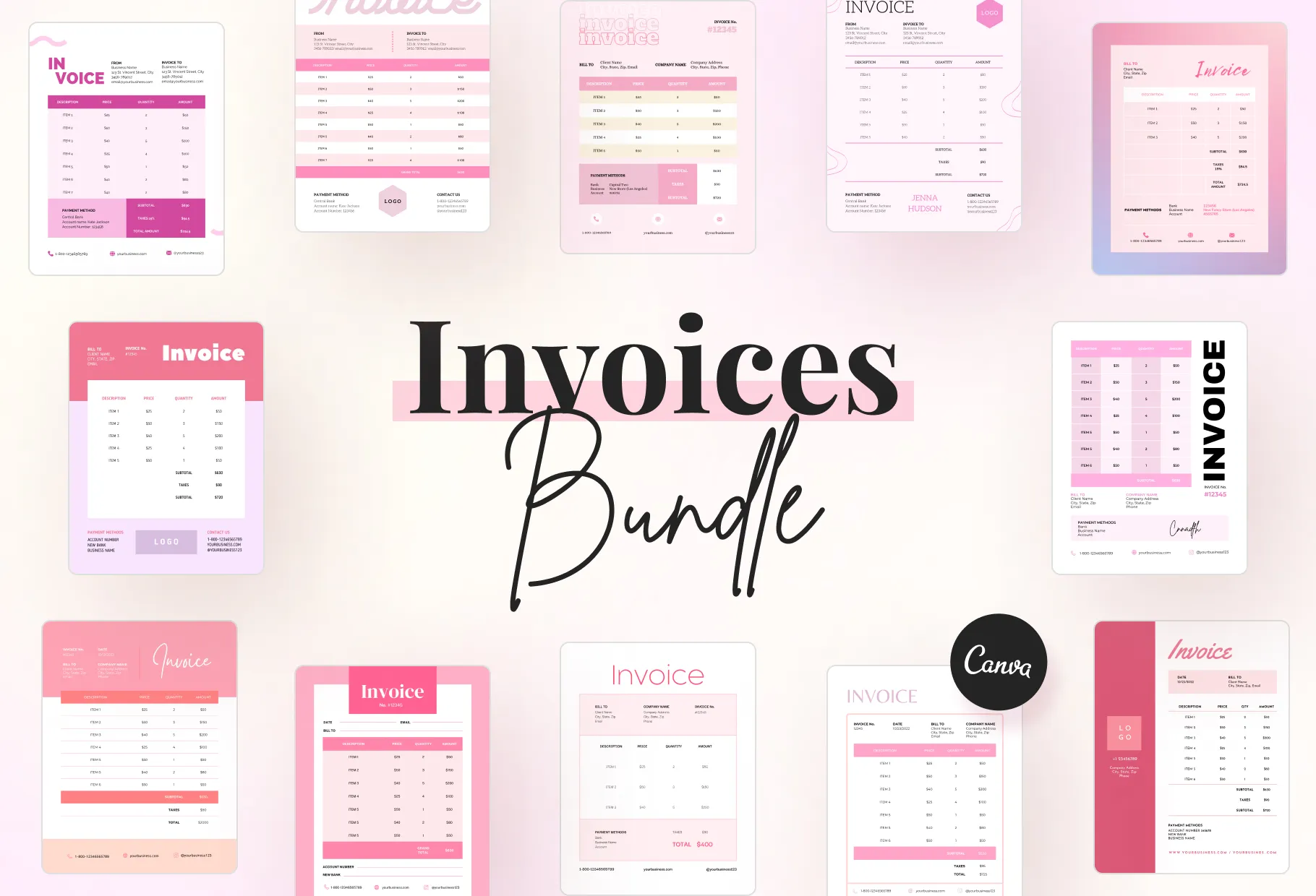 Invoice Canva Template Bundle