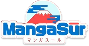 Logo MangaSur avec une montagne rouge et un ciel bleu stylisé au-dessus du texte.