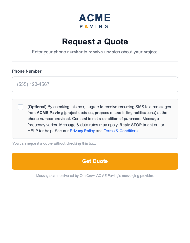 SMS Page