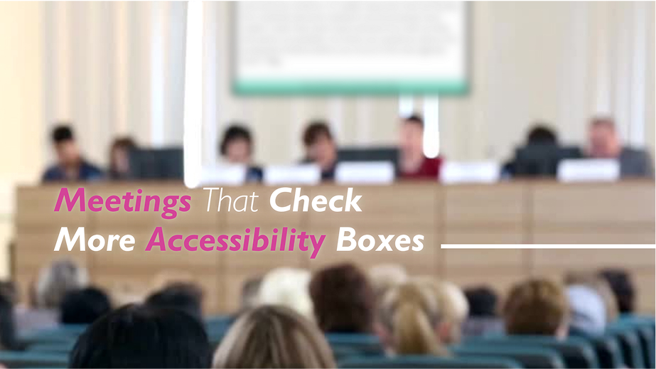 Panel of officials at government meeting with accessibility text overlay.