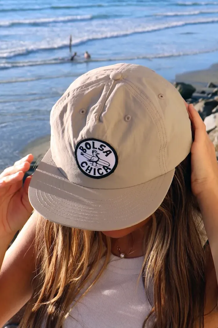 Model with Bolsa Chica Surfing Seagull hat.