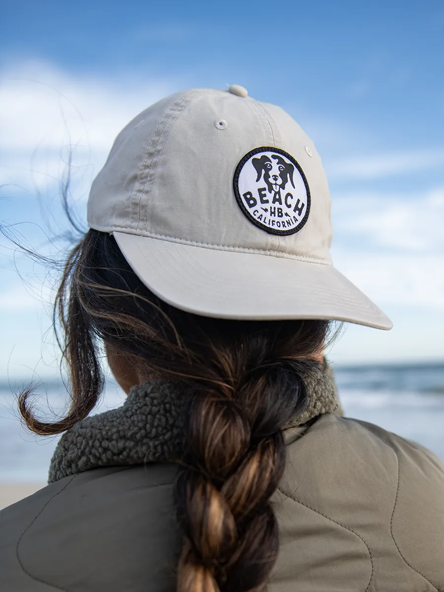 Dog Beach dad hat on model.