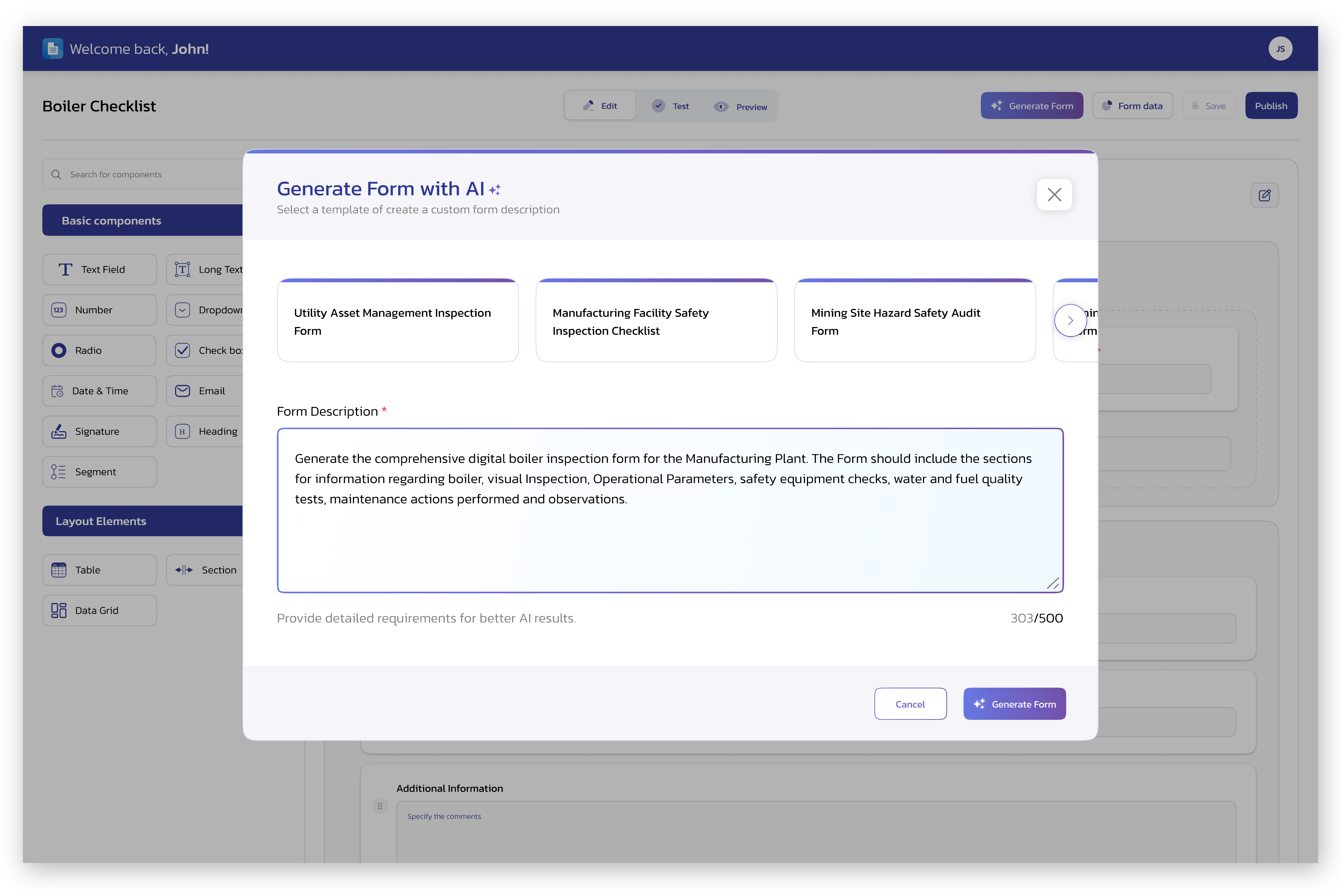 AI-Powered Form Builder for Smart Inspections