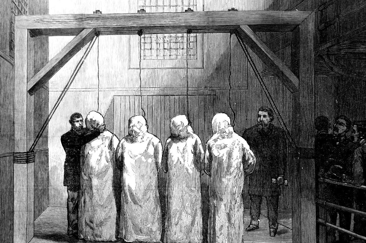 Execution Chicago Anarchists 1887 COOK COUNTY JAIL HANGING CRIMINALS Lg  Print | eBay