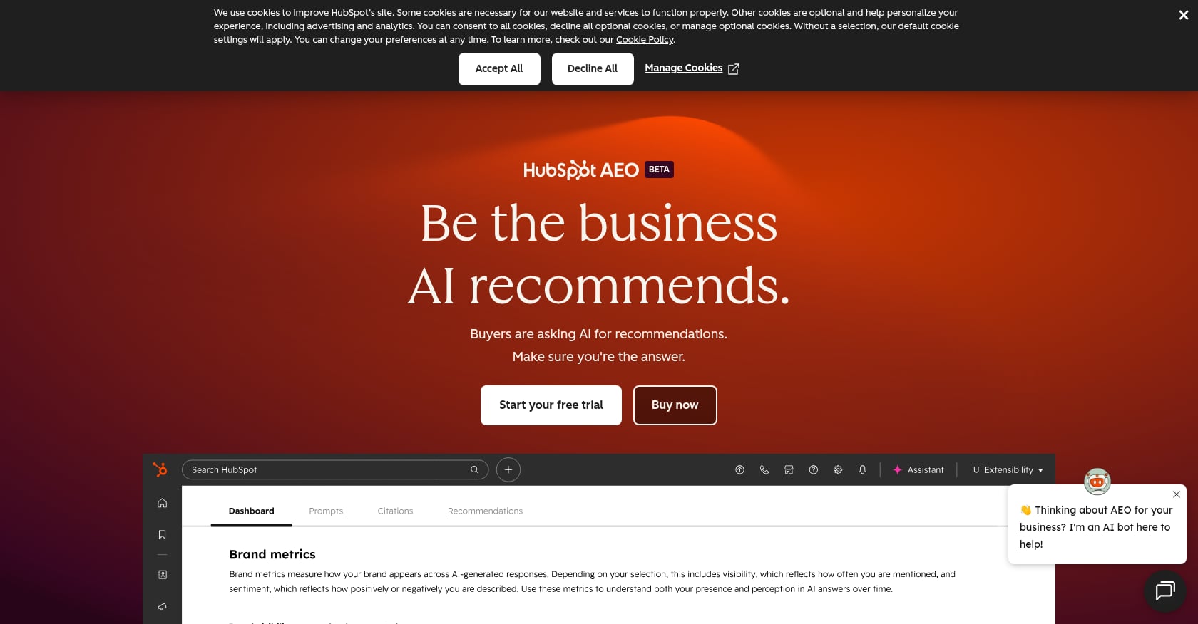 HubSpot AEO Screenshot