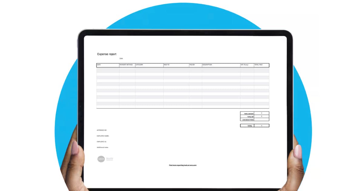 A well-organized business expense reimbursement policy template displayed in Xero, highlighting automation and approval workflows.