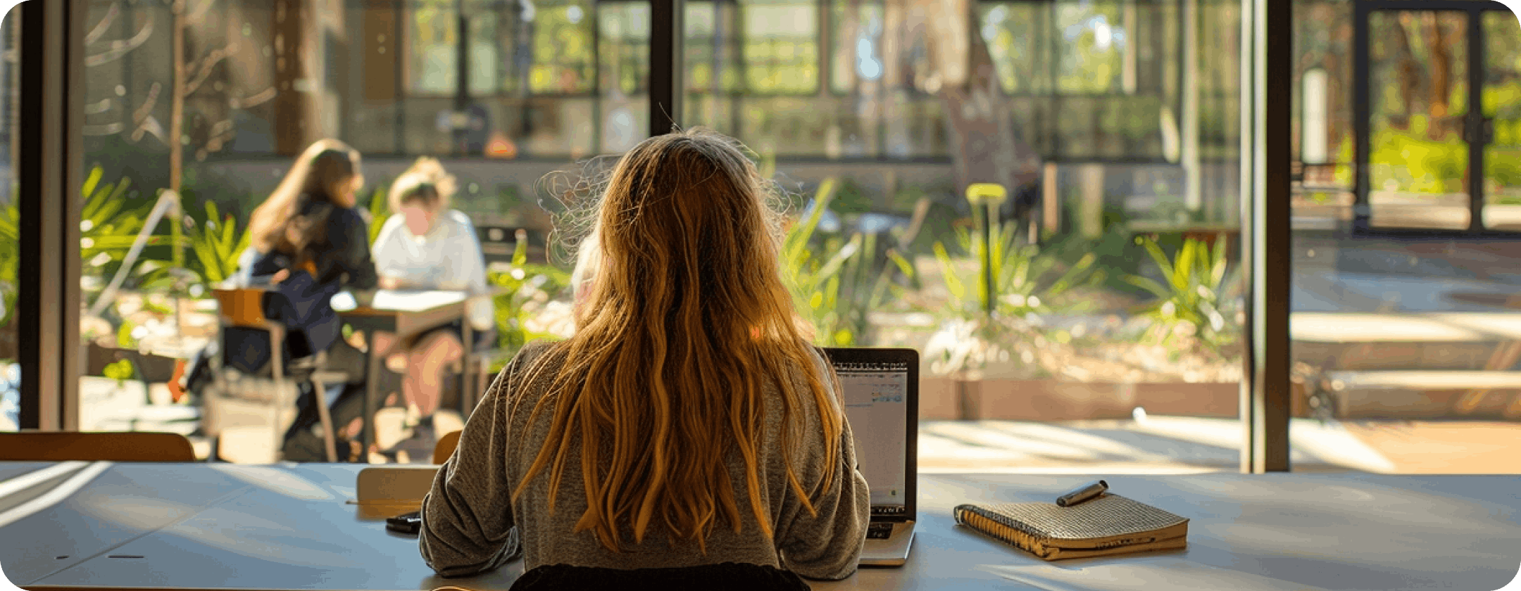 Student on laptop in school