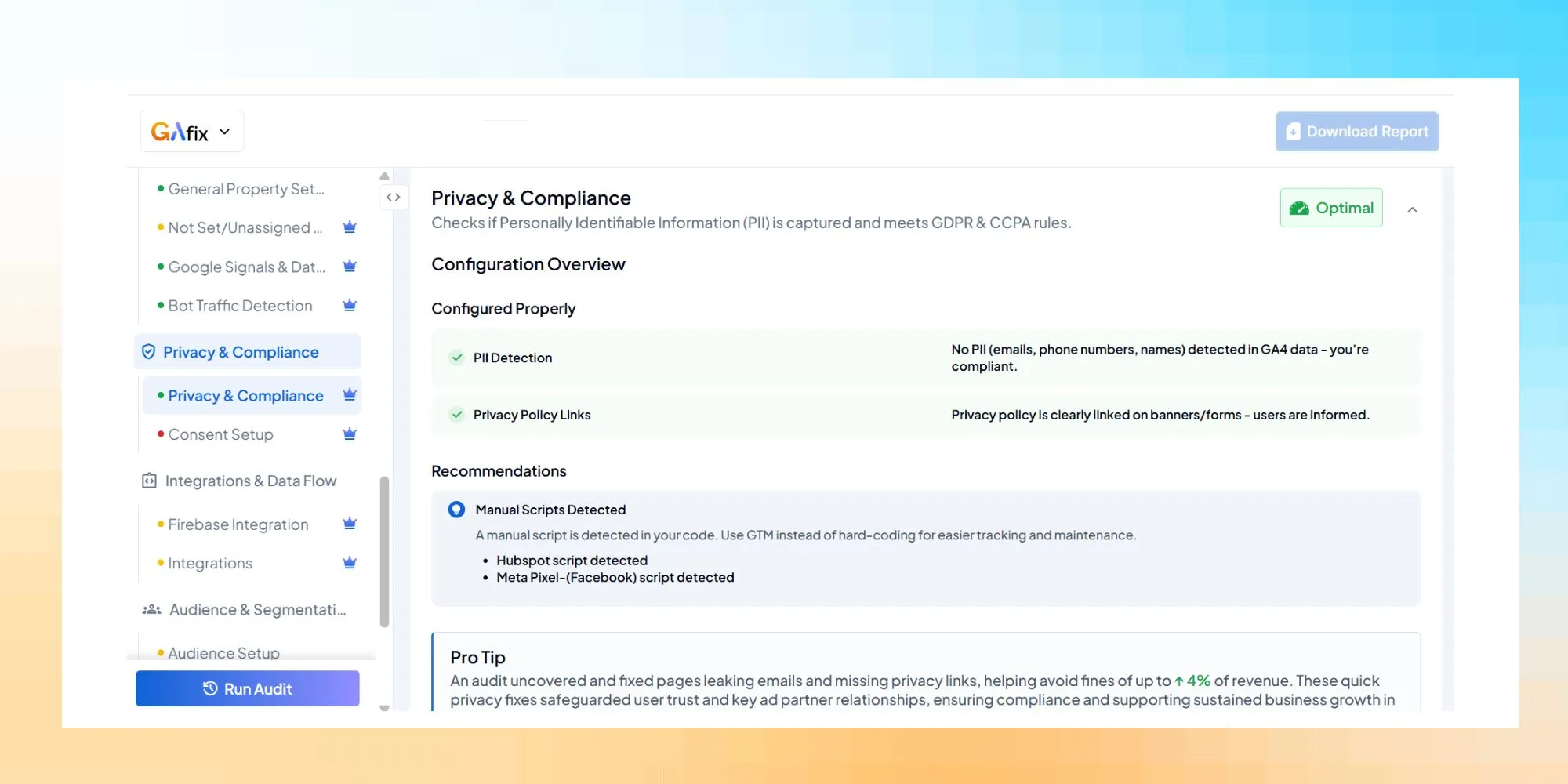 Privacy & Compliance - GA4 audit tool