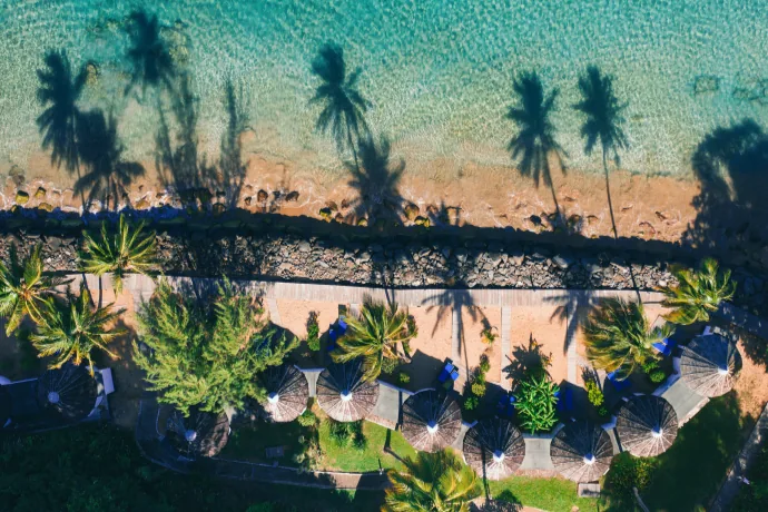 Plage et palmiers vus du ciel - Langley Resort Fort Royal