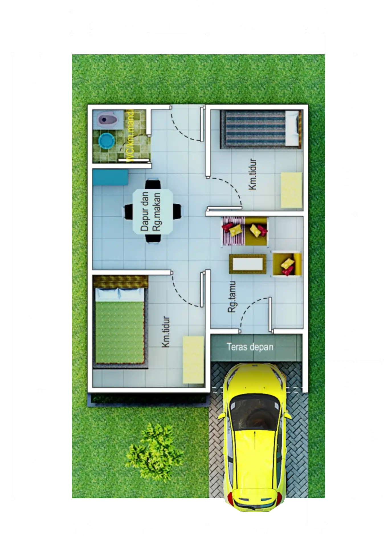 Denah rumah subsidi D'Sunny Emerald