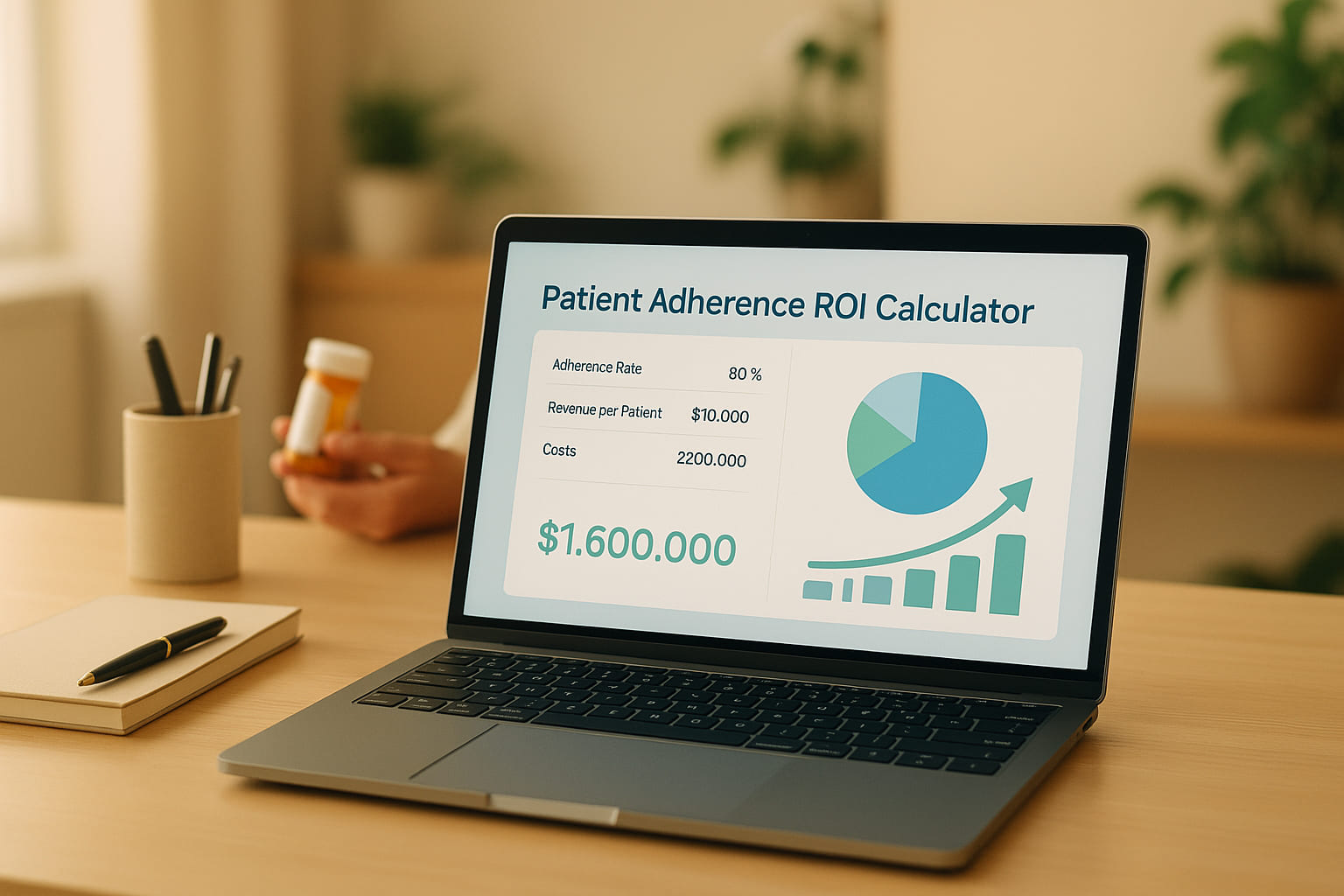 Nurse using patient engagement software to support an older patient and caregiver with compassionate, HIPAA-compliant care.