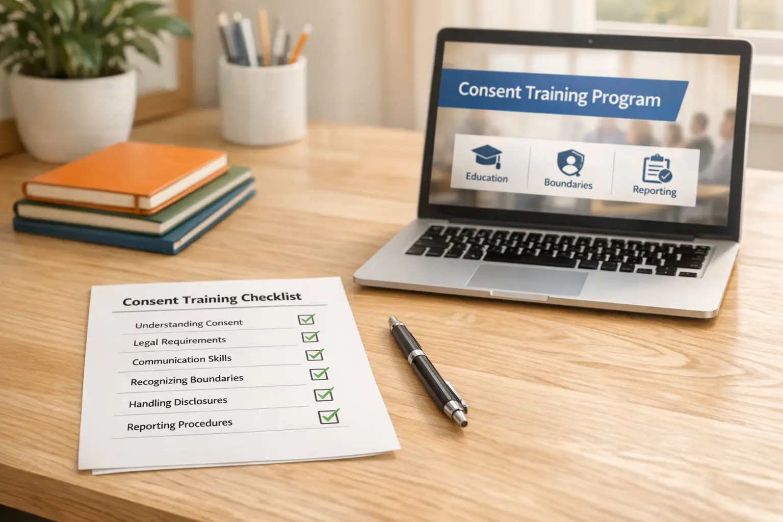 Nurse using patient engagement software to support an older patient and caregiver with compassionate, HIPAA-compliant care.