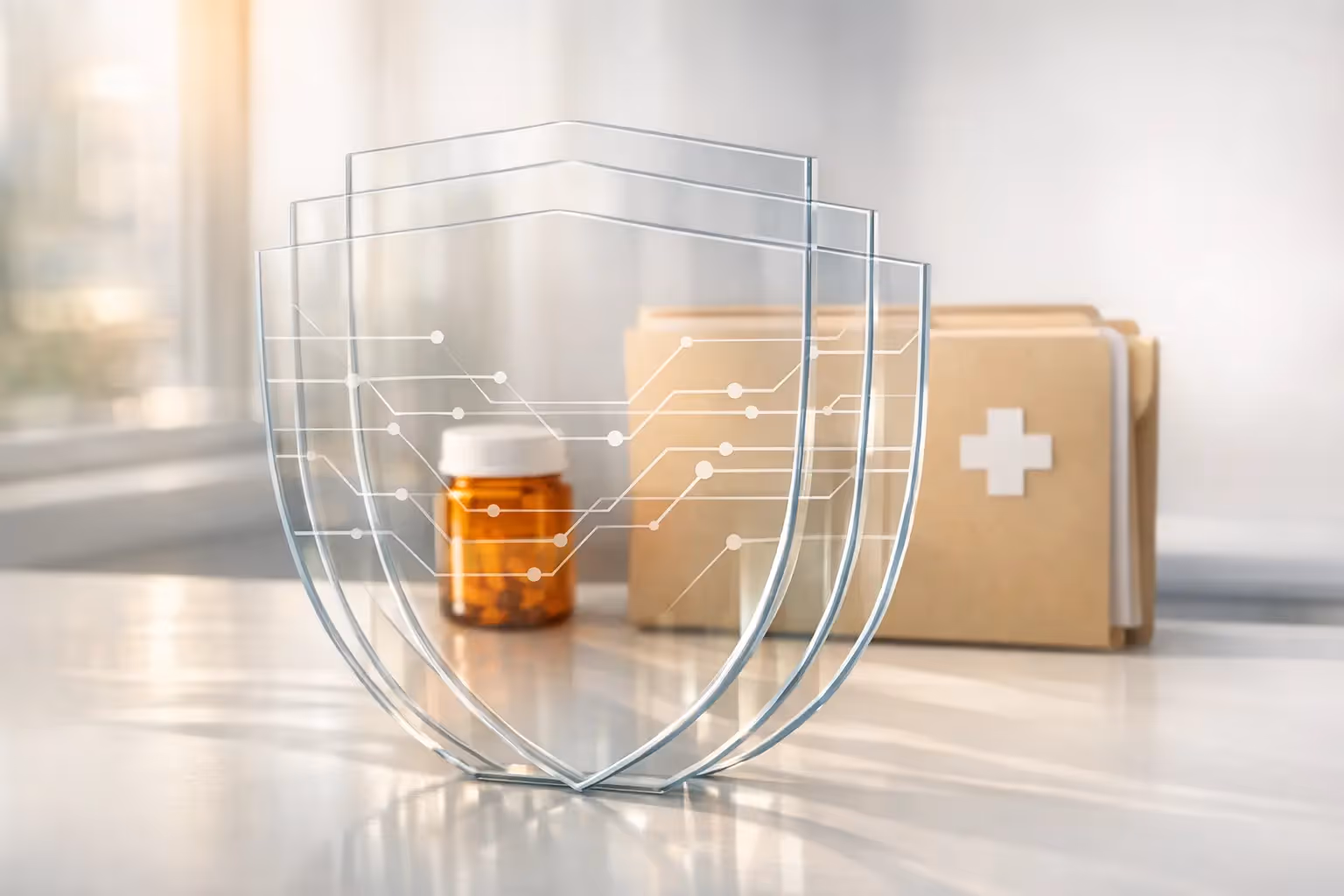 Nurse using patient engagement software to support an older patient and caregiver with compassionate, HIPAA-compliant care.