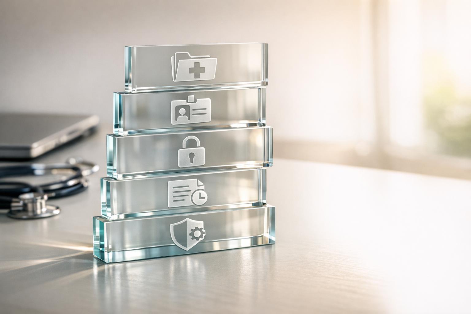 Nurse using patient engagement software to support an older patient and caregiver with compassionate, HIPAA-compliant care.