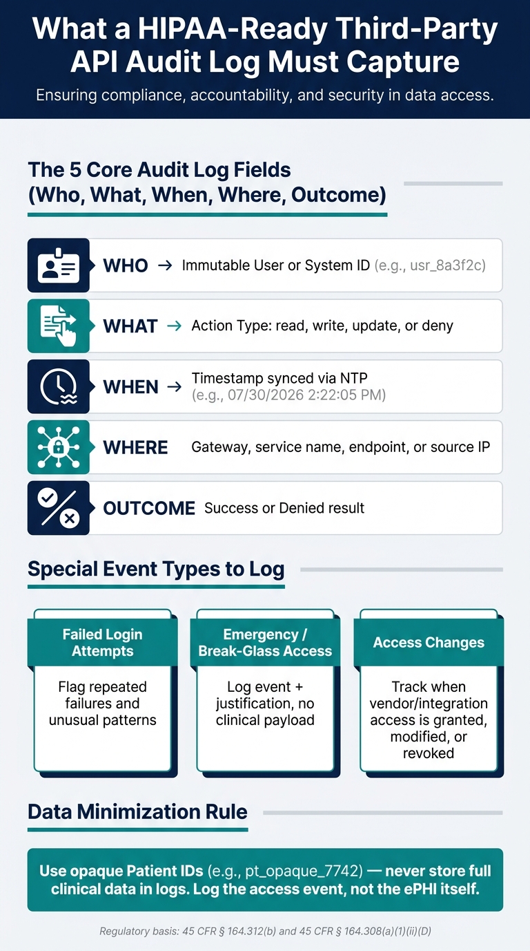 HIPAA Audit Logging Requirements for Third-Party APIs: Key Controls at a Glance