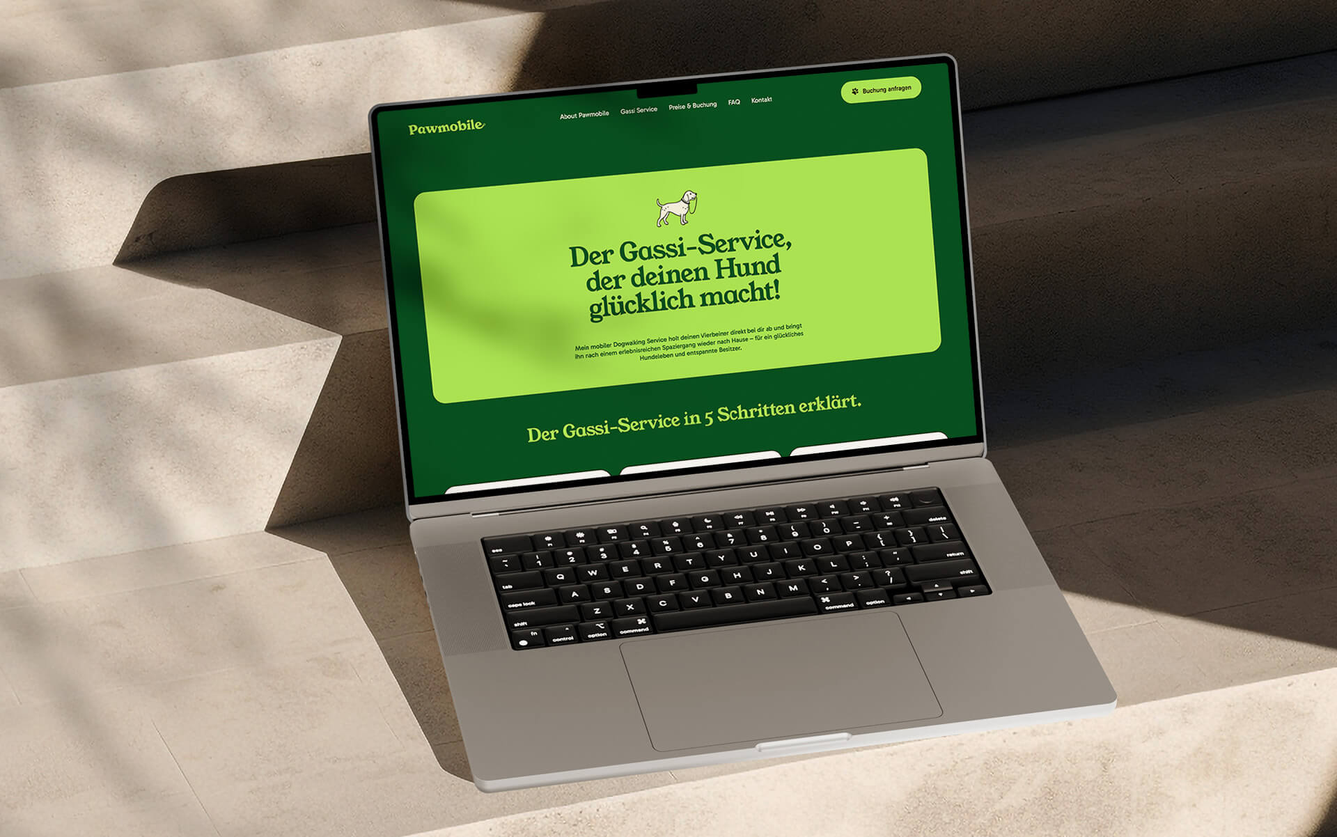 A laptop showing the website of the client.