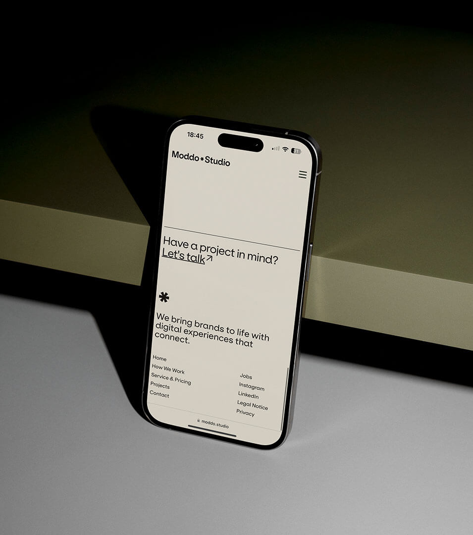 A phone showing the mobile website of the client.