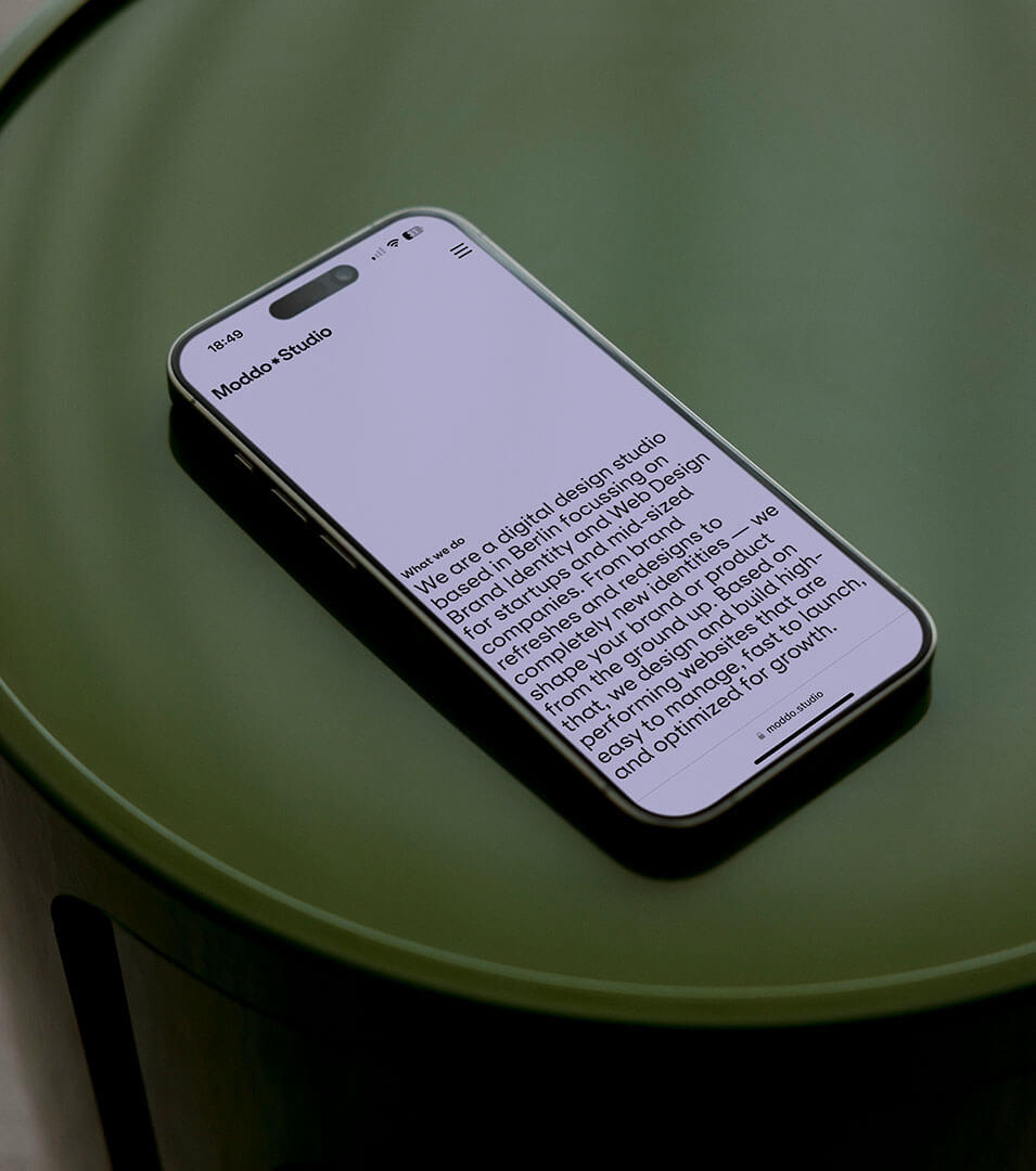 A phone showing the mobile website of the client.