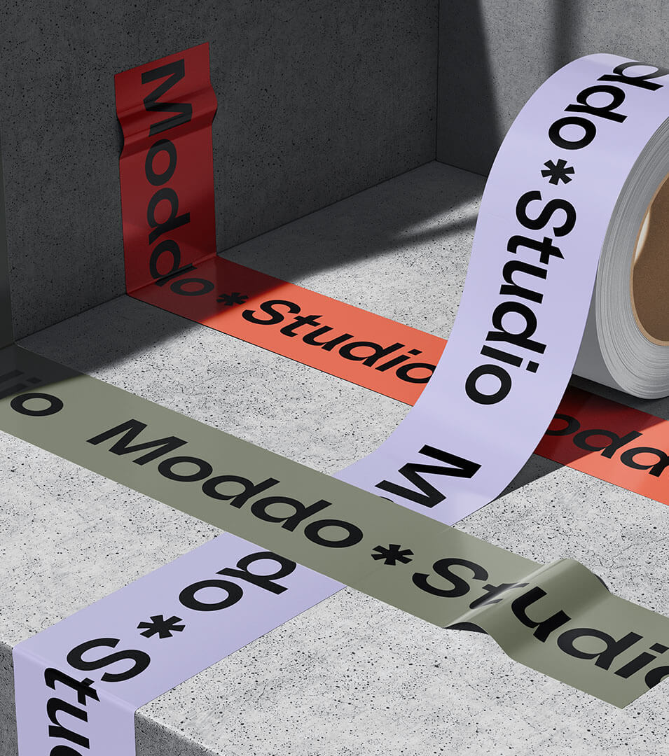 The logo shown on tape.