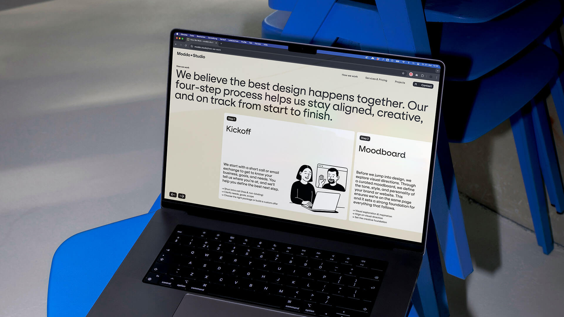 A laptop showing the website of the client.