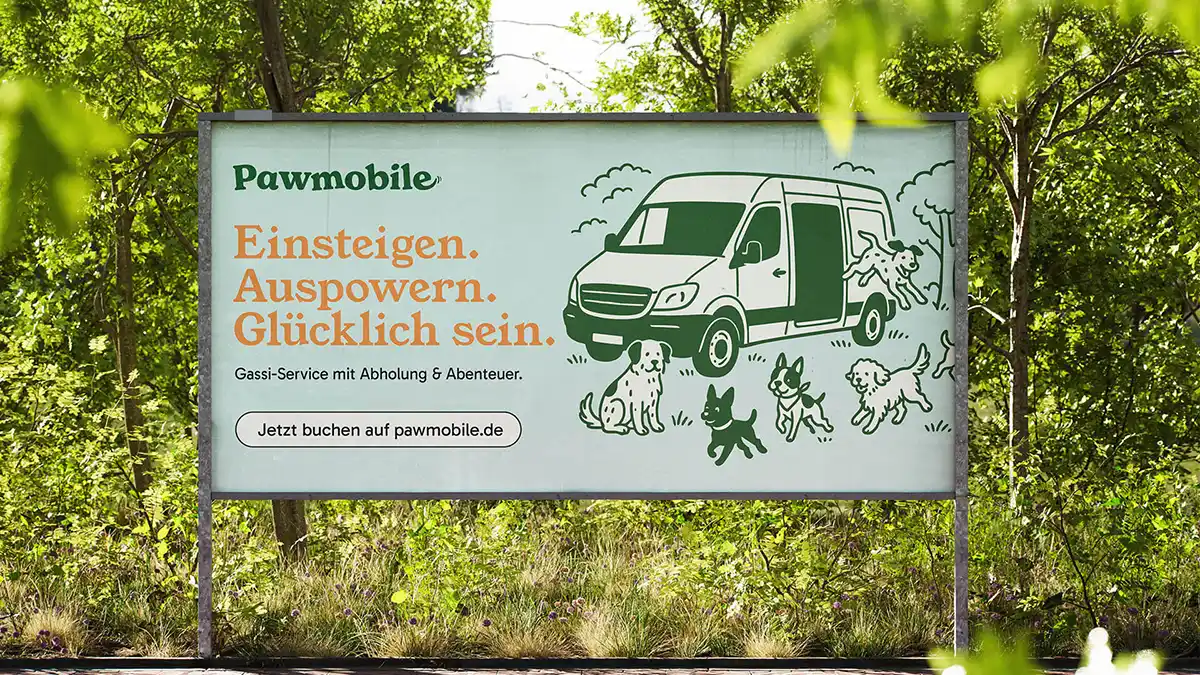 A billboard showcasing the advertising design.