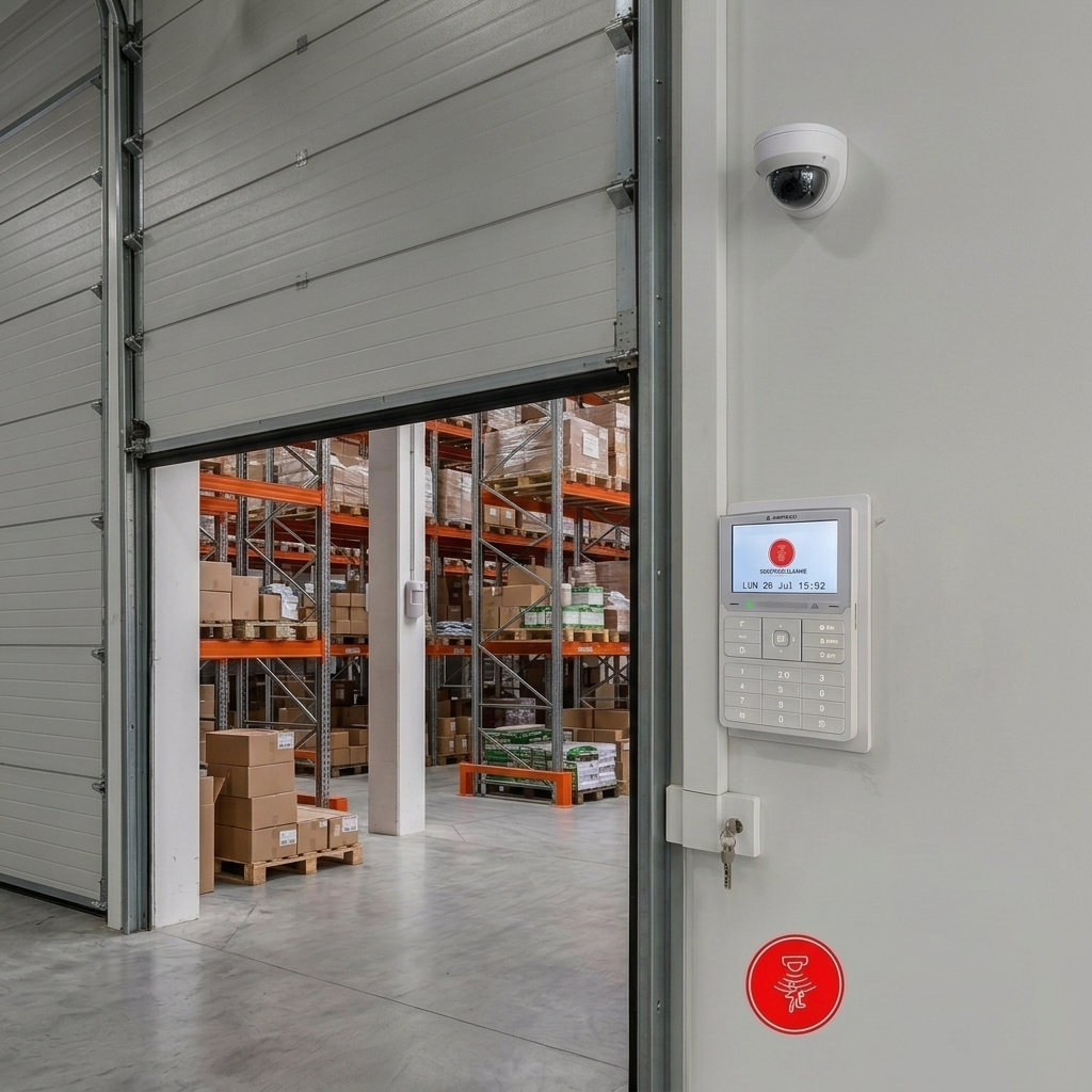 Installation d'un système d'alarme intrusion dans un entrepôt professionnel