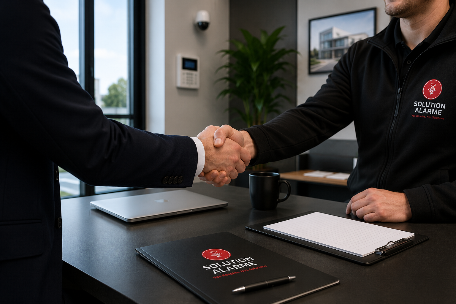 Conseiller Solution Alarme accompagnant un client professionnel dans son projet de sécurité