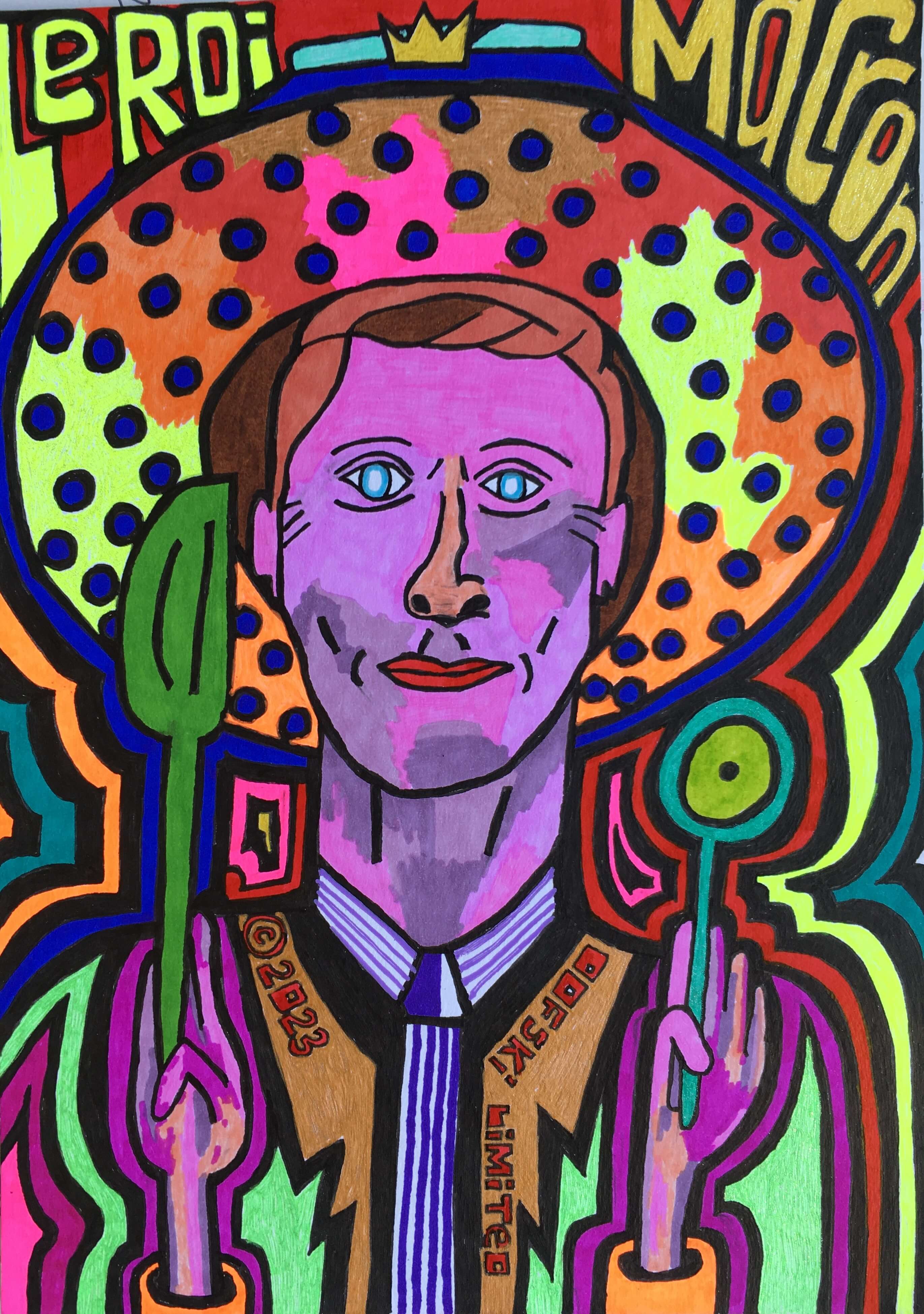 Le Roi Macron (after Grant Woods)