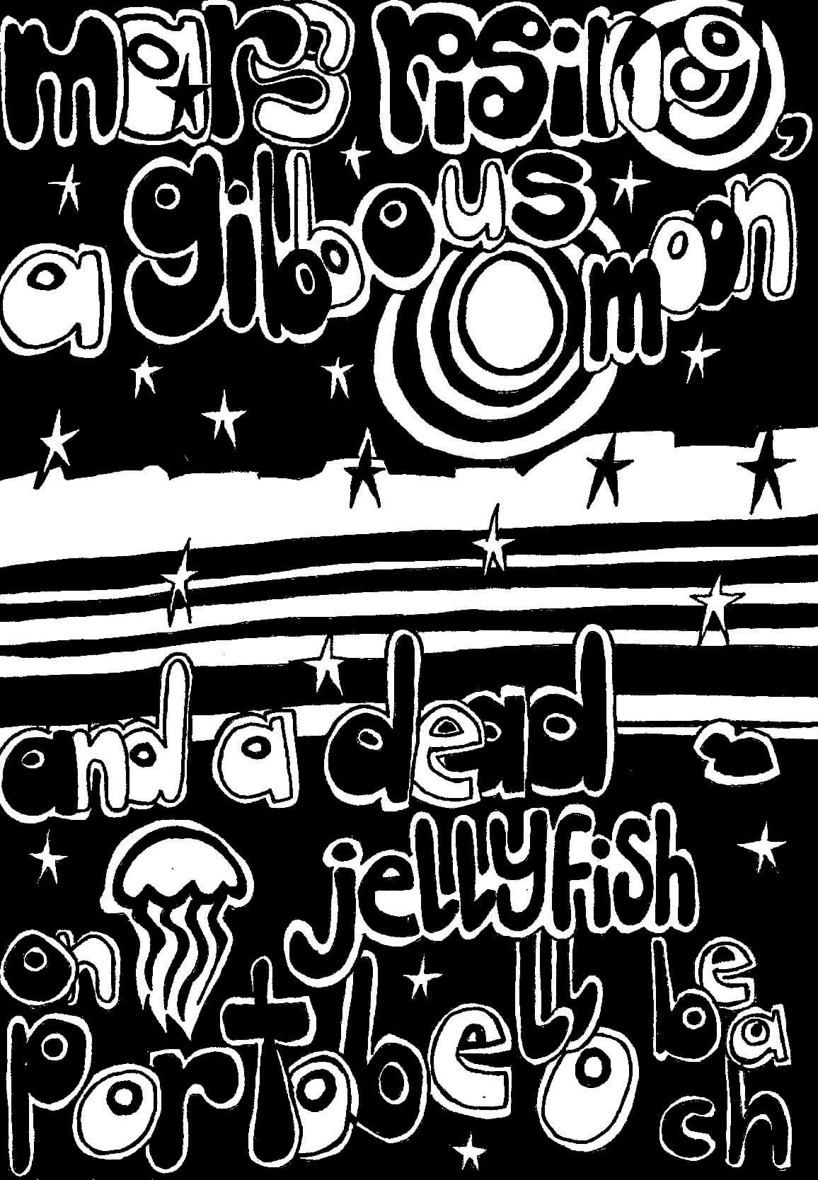 Mars Rising a Gibous Moon and a Dead Jellyfish on Portobello Beach