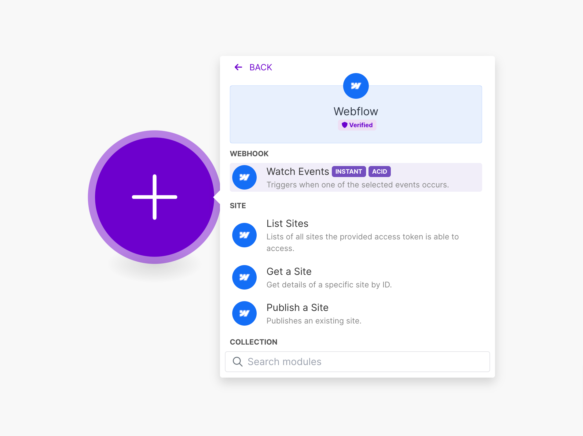Webflow module in Make