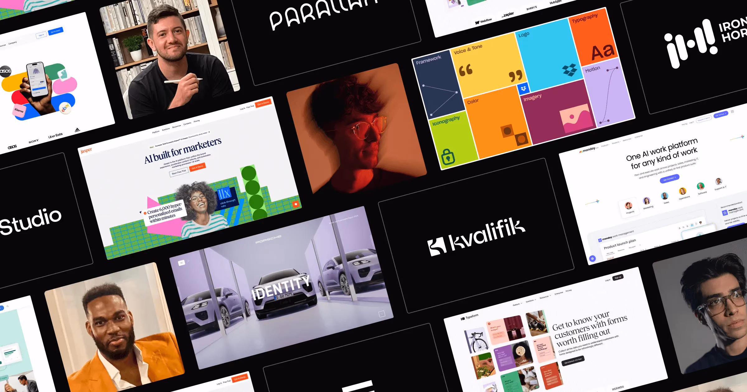 Graphic from Webflow Conf 2025 announcing nominees and winners of the Webflow Awards, highlighting Kvalifik as Professional Partner of the Year.