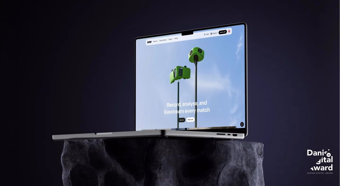 One Laptop displaying veo website