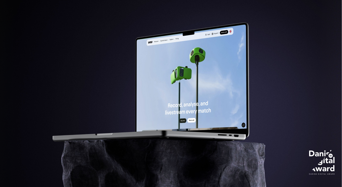 One Laptop displaying veo website