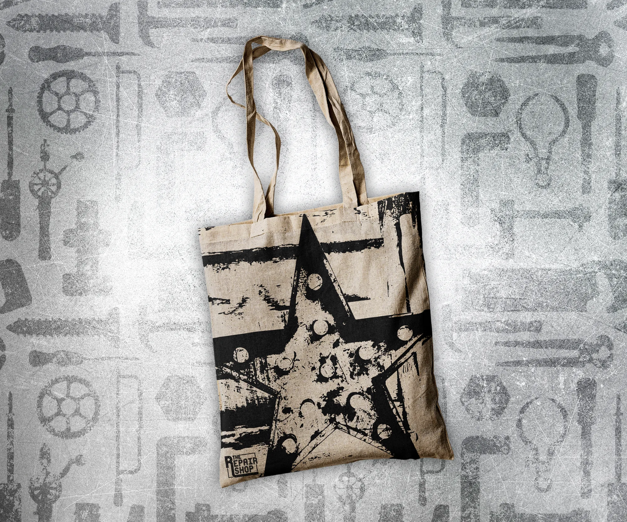 Brand texture on tote bag mockup