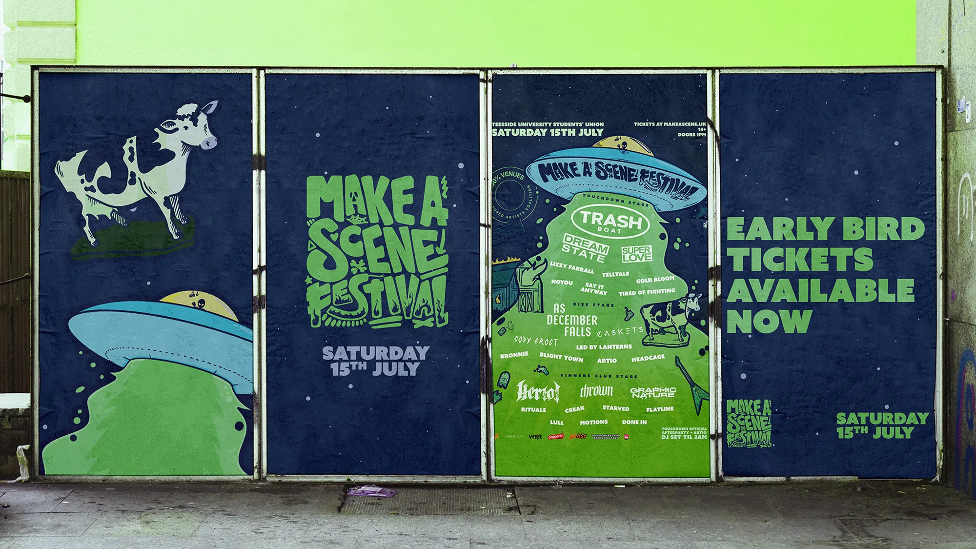 Mockup of Make a Scene festival branding
