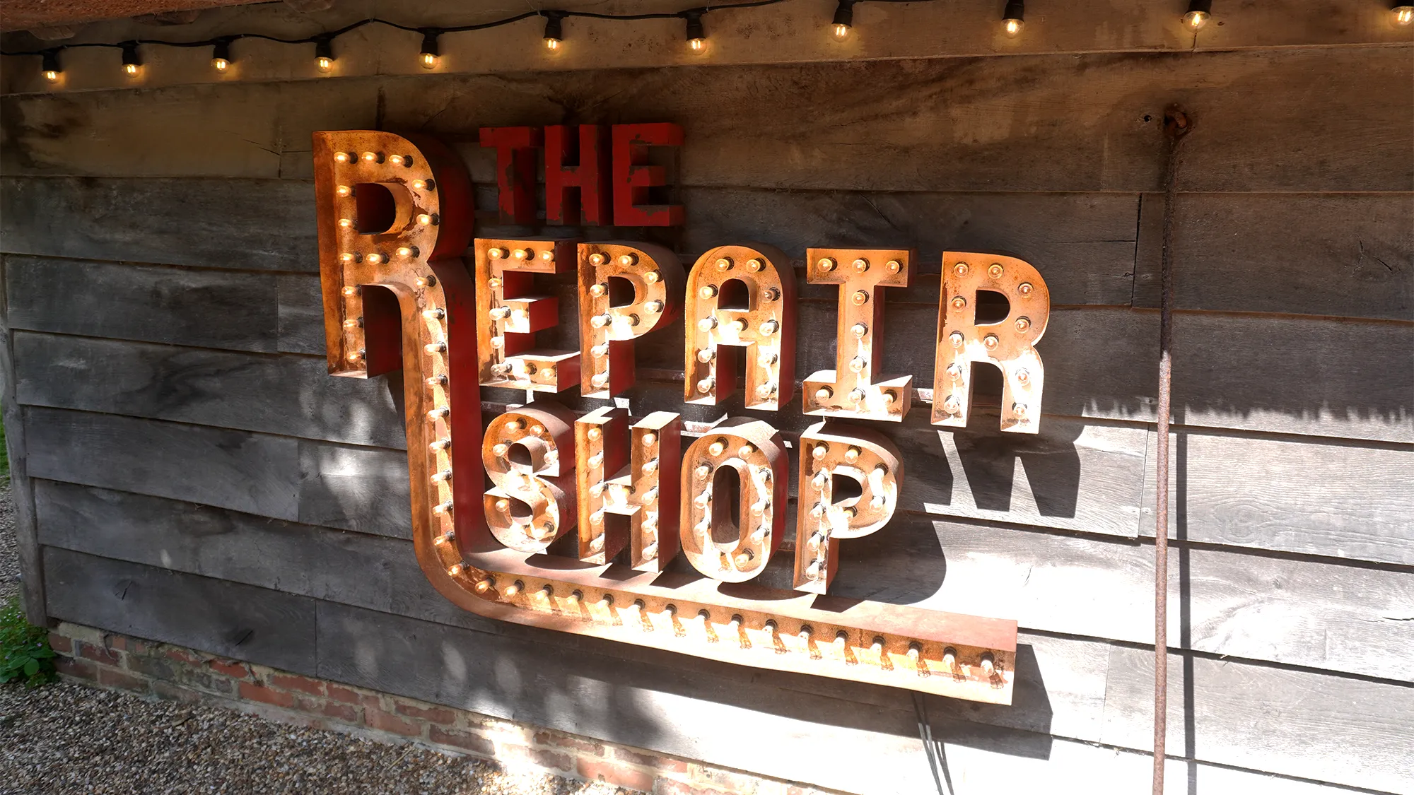 Image of The Repair Shop sign from Robs visit to the set