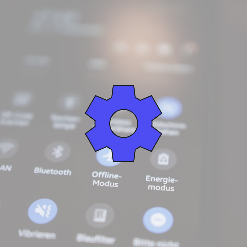 Eine Übersicht über verschiedene Handy-Einstellungen mit einem Einstellungssymbol