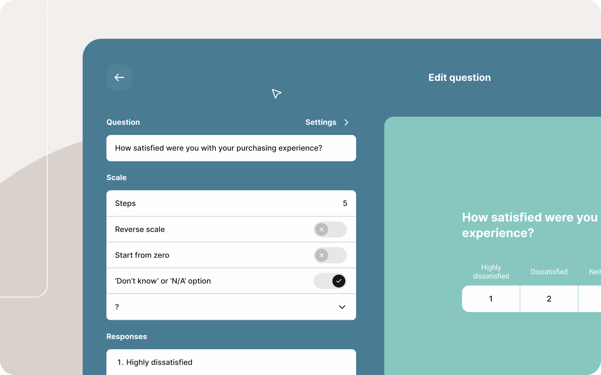 Customizing rating scales in Enalyzer’s questionnaire tool.