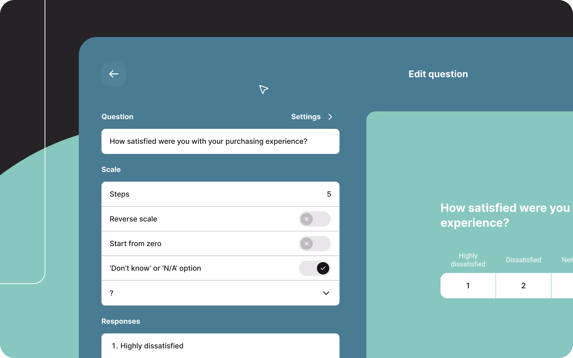 Customizing rating scales in Enalyzer’s questionnaire tool.