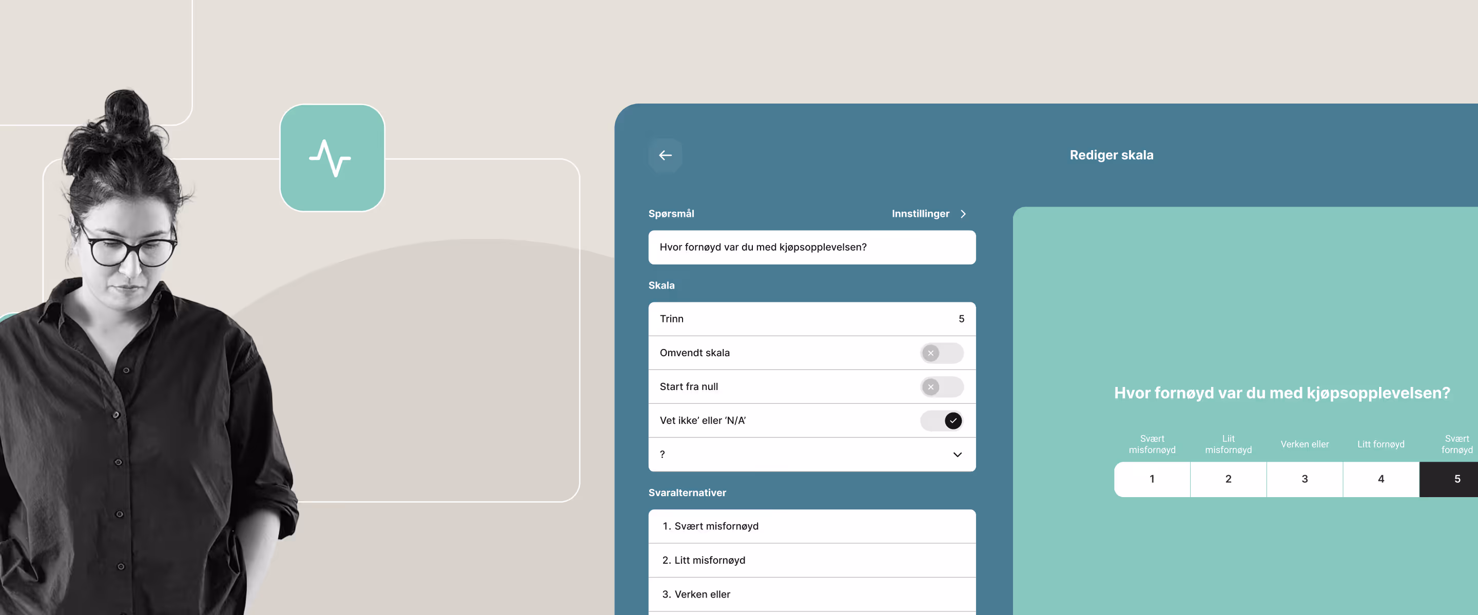 Et bilde av mennesker og grafiske former som støtter temaet for å designe effektive og brukervennlige spørreskjemaer.