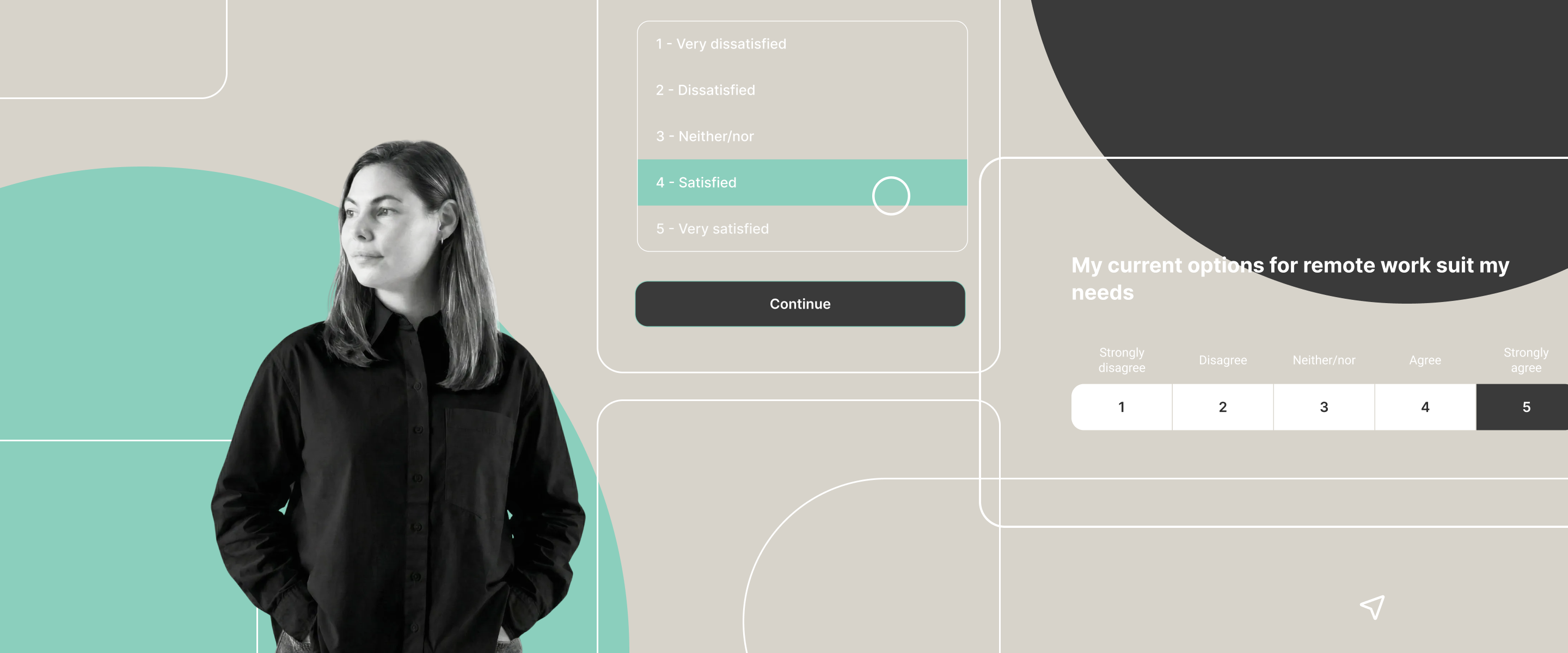 An employee responds to a survey on working from home via a digital questionnaire – an illustration of ongoing well-being surveys and employee feedback.