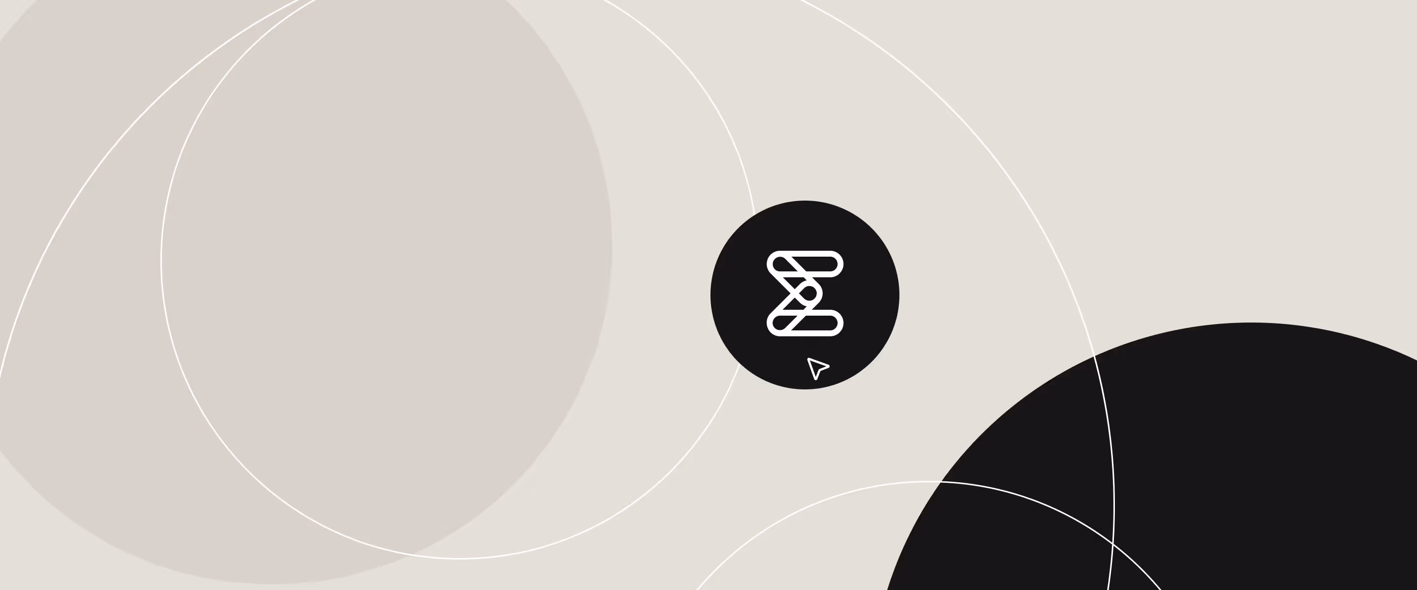 Abstract geometric background with soft neutral shapes and circular lines surrounding the Enalyzer logo