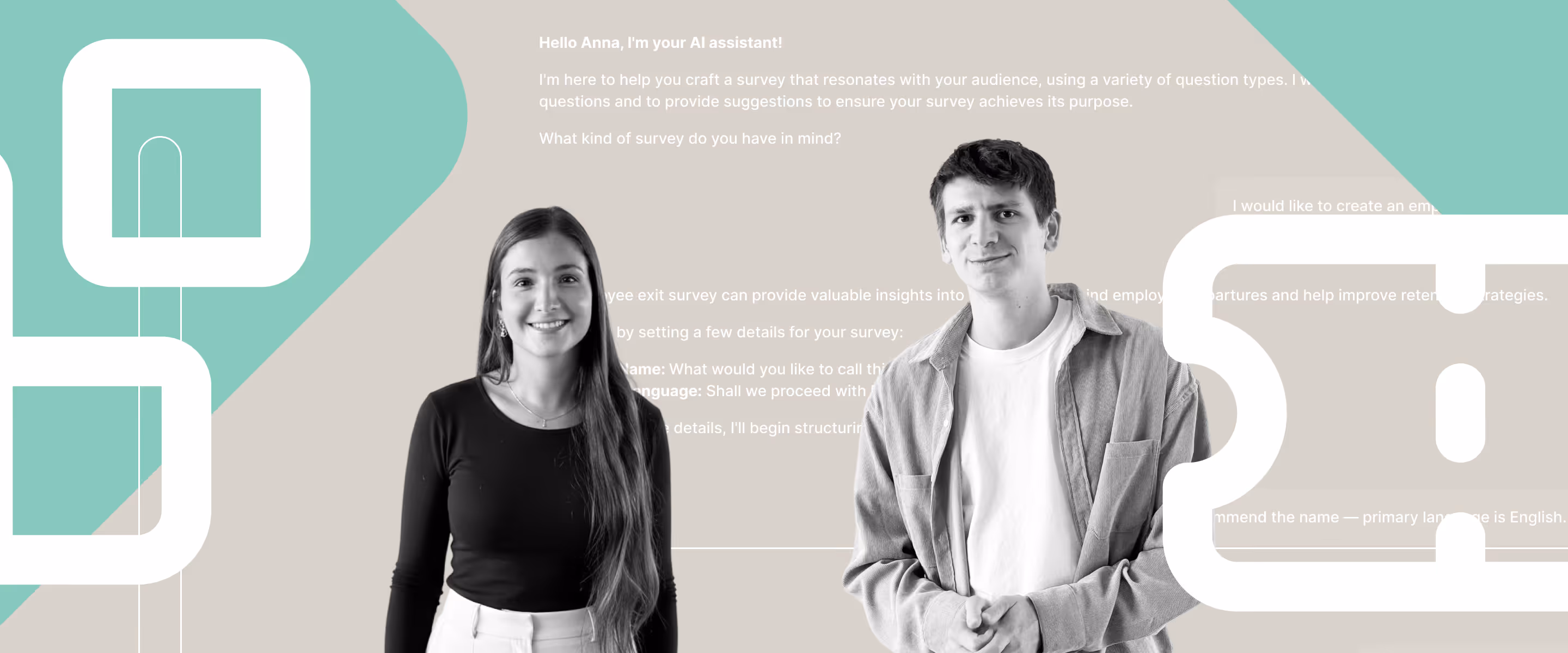 Two Enalyzer Customer Success team members supporting users with survey creation in the Enalyzer platform