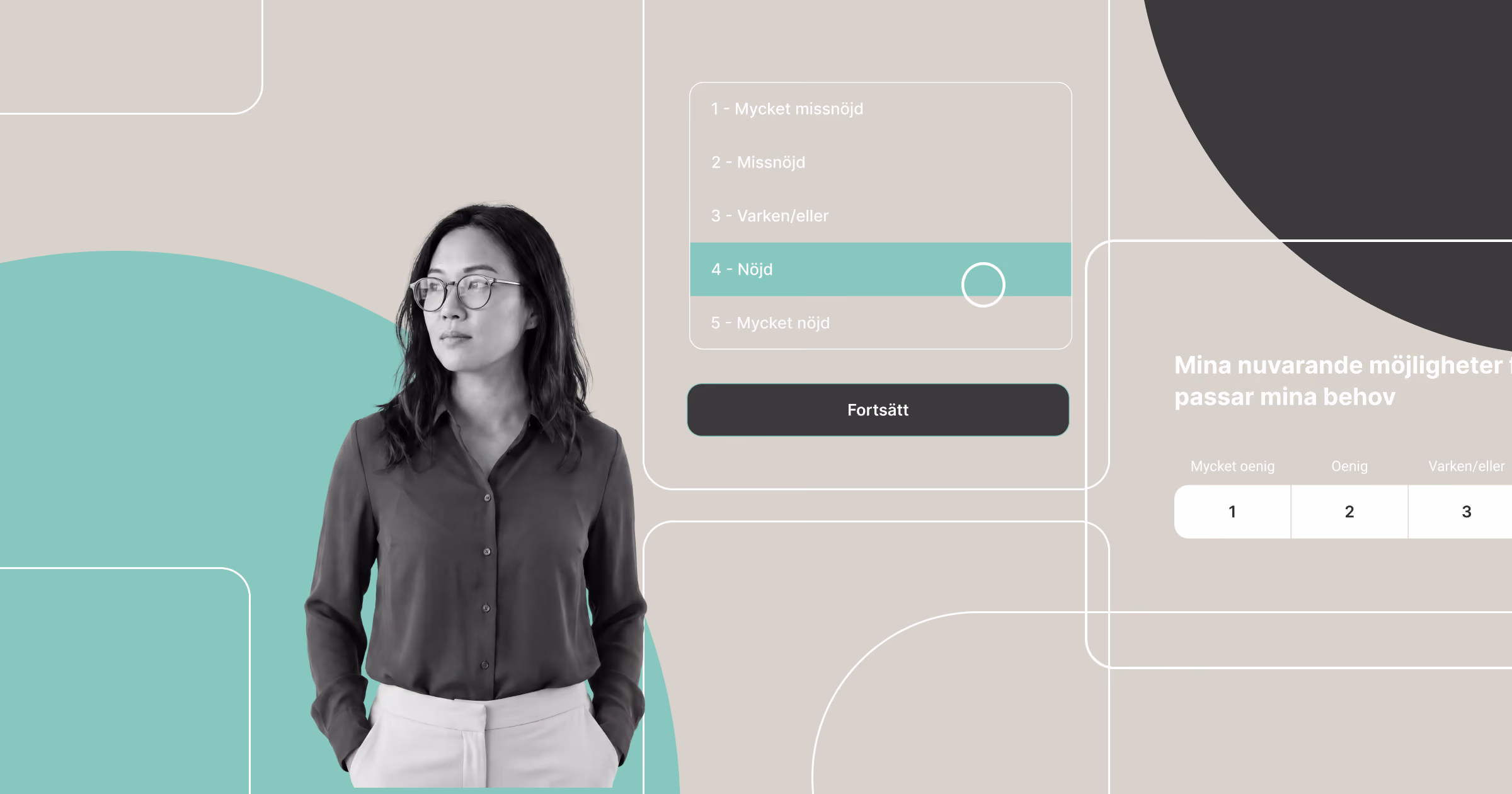 En anställd svarar på en enkät om att arbeta hemifrån via ett digitalt frågeformulär — en illustration av pågående välfärdsundersökningar och feedback från anställda.