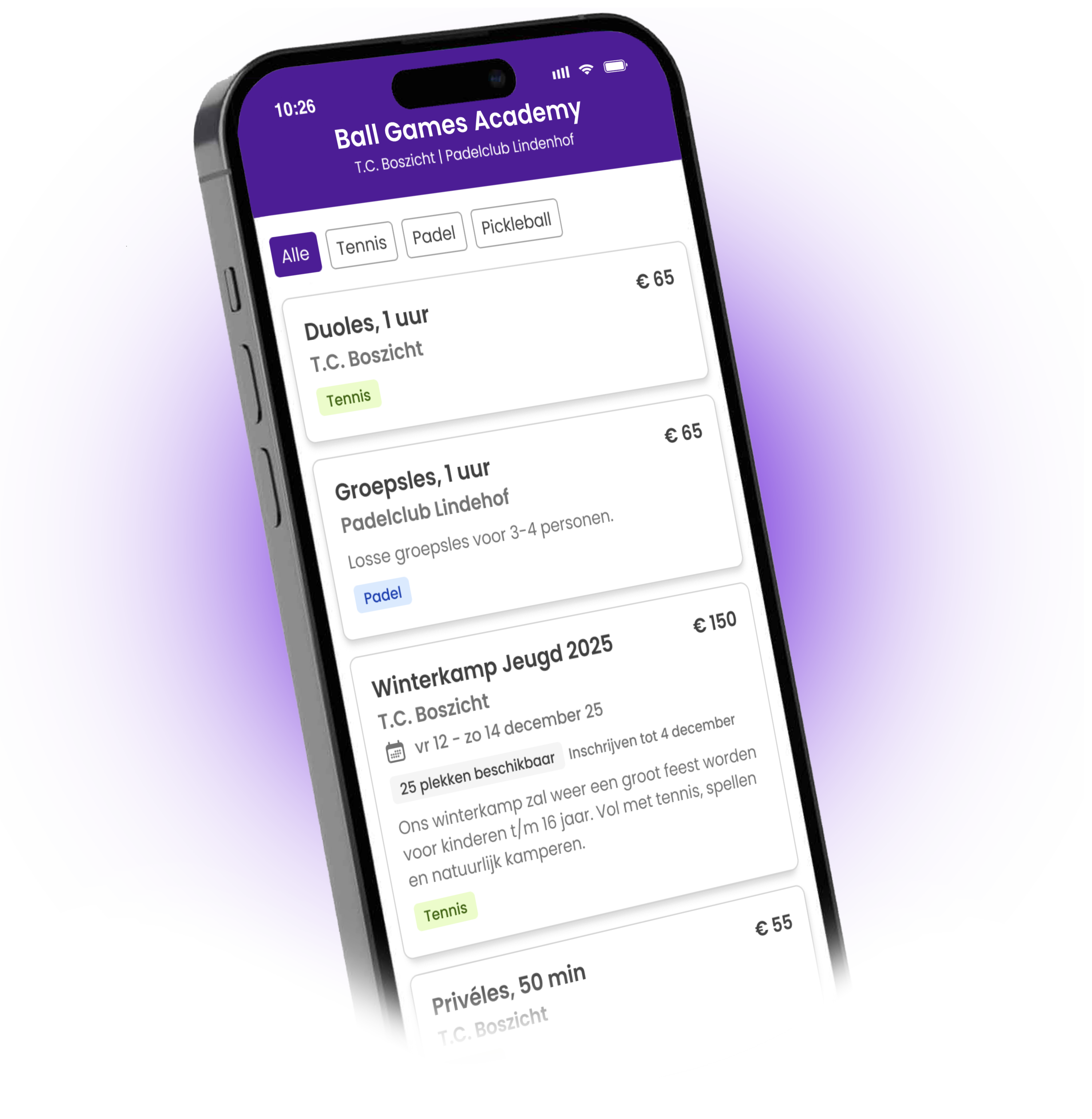 Mobile screen with lesson overview