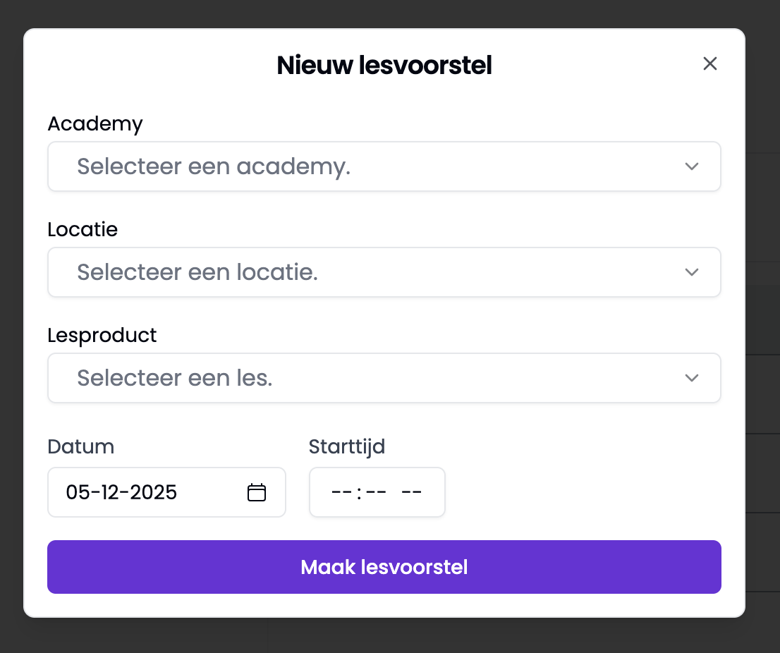 Stap 2 - lesvoorstel gegevens invullen