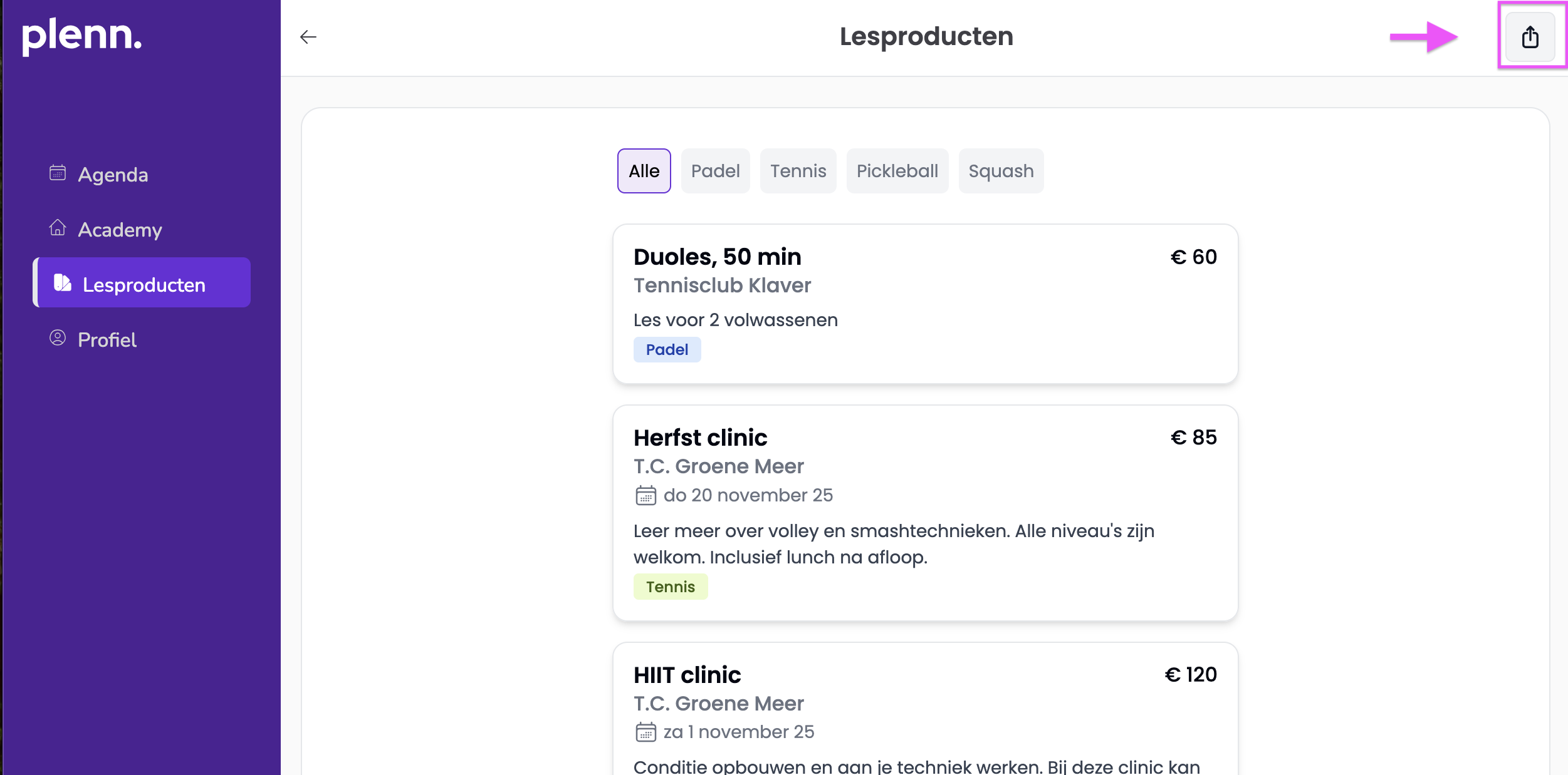 Screenshot van desktop scherm waarmee je boekingspagina deelt