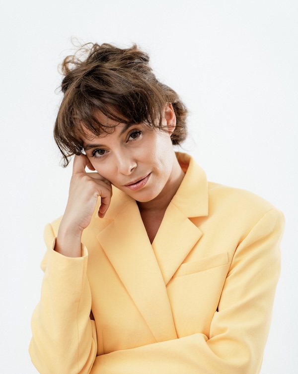 eg. Actress Tanya Kostadinova in yellow blazer 
