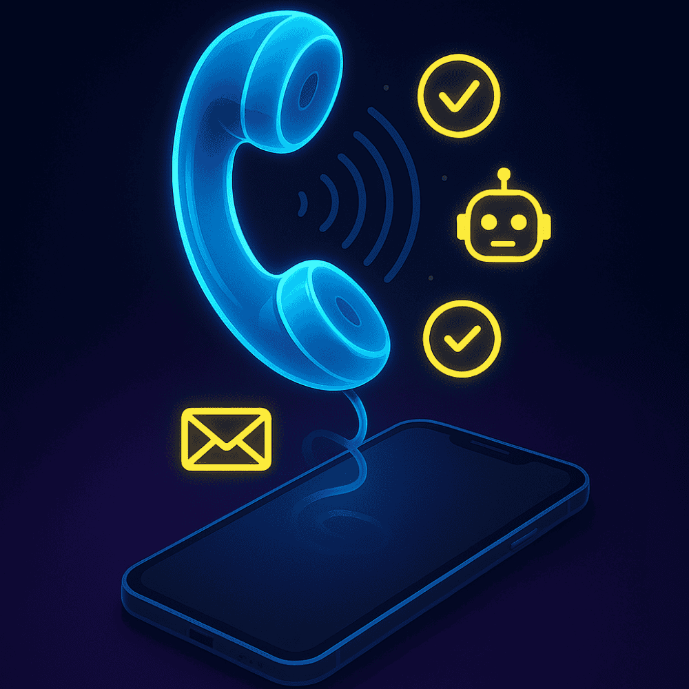 Telefonhörer in Blau und icons