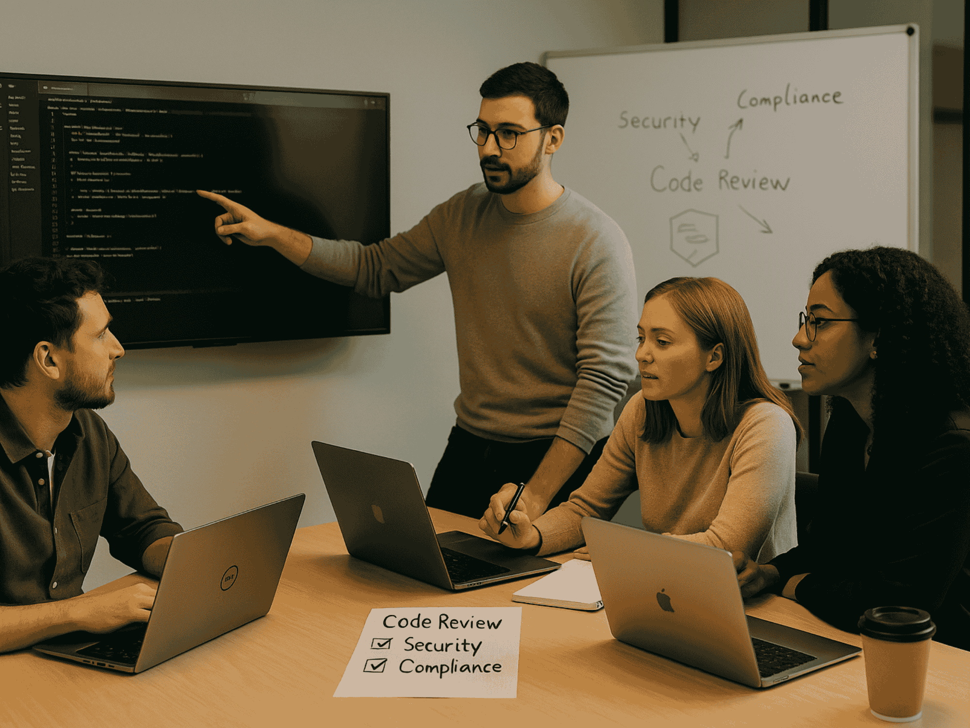 Vibecoding Meeting Qualitätssicherung mit 4 Personen